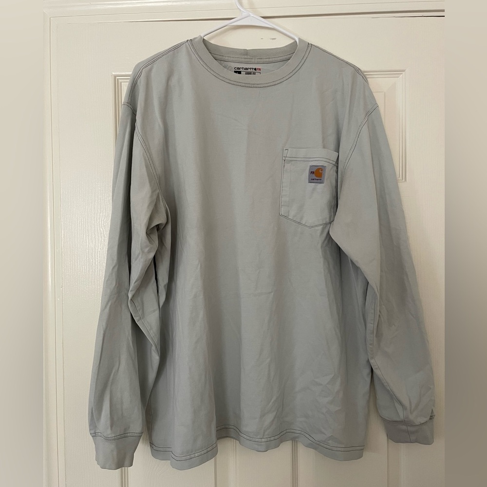 Carhartt Force FR Fire Resistant Long Sleeve Work T Shirt Loose Fit Large